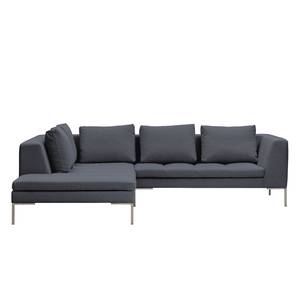 Ecksofa Madison I Webstoff Webstoff Milan: Anthrazit - Breite: 255 cm - Ottomane davorstehend links