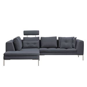 Ecksofa Madison I Webstoff Webstoff Milan: Anthrazit - Breite: 255 cm - Ottomane davorstehend links