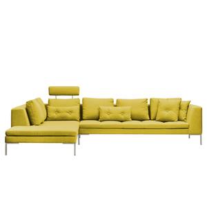 Ecksofa Madison I Webstoff Webstoff Milan: Gelb - Breite: 319 cm - Ottomane davorstehend links