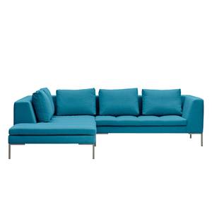 Ecksofa Madison I Webstoff Webstoff Anda II: Türkis - Breite: 255 cm - Ottomane davorstehend links