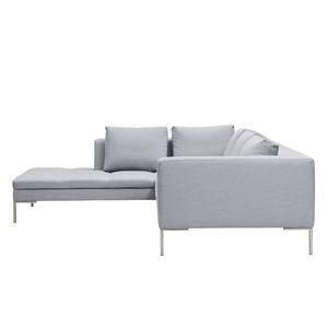 Ecksofa Madison I Webstoff Webstoff Milan: Hellgrau - Breite: 255 cm - Ottomane davorstehend links