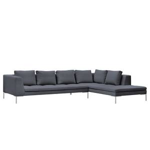 Ecksofa Madison I Webstoff Webstoff Milan: Anthrazit - Breite: 319 cm - Ottomane davorstehend rechts