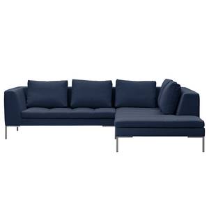 Ecksofa Madison I Webstoff Webstoff Milan: Dunkelblau - Breite: 255 cm - Ottomane davorstehend rechts