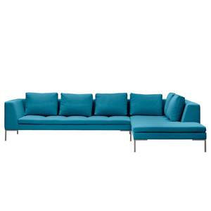 Ecksofa Madison I Webstoff Webstoff Anda II: Türkis - Breite: 319 cm - Ottomane davorstehend rechts