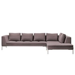 Ecksofa Madison I Webstoff Webstoff Milan: Grau-Braun - Breite: 319 cm - Ottomane davorstehend rechts