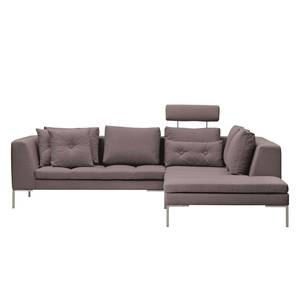 Ecksofa Madison I Webstoff Webstoff Milan: Grau-Braun - Breite: 255 cm - Ottomane davorstehend rechts