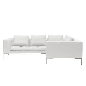 Ecksofa Madison II Echtleder Echtleder Neka: Weiß - Breite: 238 cm - Ecke davorstehend links