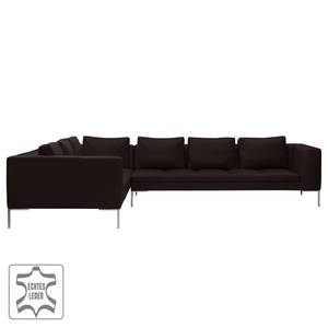 Ecksofa Madison II Echtleder Echtleder Neka: Dunkelbraun - Breite: 319 cm - Ecke davorstehend links