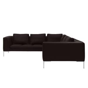 Ecksofa Madison II Echtleder Echtleder Neka: Dunkelbraun - Breite: 319 cm - Ecke davorstehend links