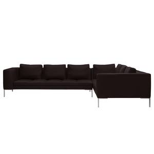 Ecksofa Madison II Echtleder Echtleder Neka: Dunkelbraun - Breite: 319 cm - Ecke davorstehend rechts