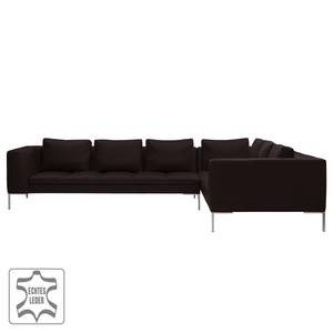 Ecksofa Madison II Echtleder Echtleder Neka: Dunkelbraun - Breite: 319 cm - Ecke davorstehend rechts