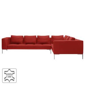 Ecksofa Madison II Echtleder Echtleder Neka: Rot - Breite: 319 cm - Ecke davorstehend rechts