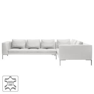 Ecksofa Madison II Echtleder Echtleder Neka: Weiß - Breite: 319 cm - Ecke davorstehend rechts