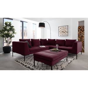 Ecksofa MADISON mit Rundecke L Samt - Samt Shyla: Aubergine - Ecke davorstehend links