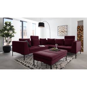 Ecksofa MADISON mit Rundecke L Samt - Samt Shyla: Aubergine - Ecke davorstehend links