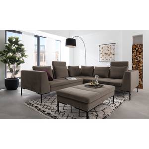 Ecksofa MADISON mit Rundecke L Samt - Samt Shyla: Taupe - Ecke davorstehend links