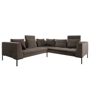 Ecksofa MADISON mit Rundecke L Samt - Samt Shyla: Taupe - Ecke davorstehend links