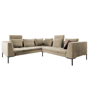 Ecksofa MADISON mit Rundecke L Samt - Samt Shyla: Beige - Ecke davorstehend rechts