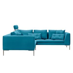 Hoekbank Madison II geweven stof Geweven stof Anda II: Turquoise - Breedte: 238 cm - Hoek vooraanzicht links