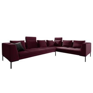 Ecksofa MADISON mit Rundecke XL Samt - Samt Shyla: Aubergine - Ecke davorstehend rechts