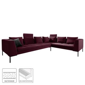 Ecksofa MADISON mit Rundecke XL Samt - Samt Shyla: Aubergine - Ecke davorstehend rechts