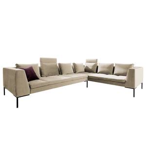 Ecksofa MADISON mit Rundecke XL Samt - Samt Shyla: Beige - Ecke davorstehend rechts