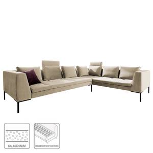 Ecksofa MADISON mit Rundecke XL Samt - Samt Shyla: Beige - Ecke davorstehend rechts