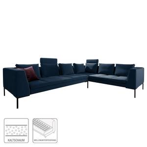 Ecksofa MADISON mit Rundecke XL Samt - Samt Shyla: Dunkelblau - Ecke davorstehend rechts