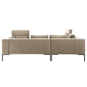 Ecksofa MADISON mit Ottomane Samt - Samt Shyla: Beige - Breite: 255 cm - Ottomane davorstehend links