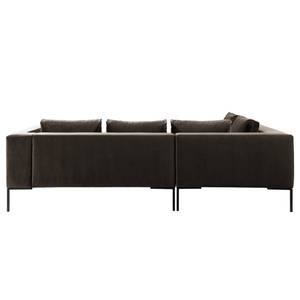 Ecksofa MADISON mit Ottomane Samt - Samt Shyla: Taupe - Breite: 255 cm - Ottomane davorstehend links