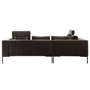 Ecksofa MADISON mit Ottomane Samt - Samt Shyla: Taupe - Breite: 255 cm - Ottomane davorstehend links