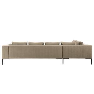 Ecksofa MADISON mit Ottomane Samt - Samt Shyla: Beige - Breite: 319 cm - Ottomane davorstehend links