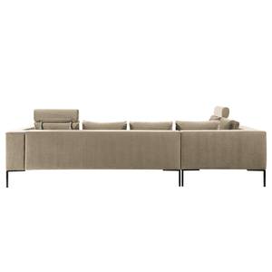 Ecksofa MADISON mit Ottomane Samt - Samt Shyla: Beige - Breite: 319 cm - Ottomane davorstehend links