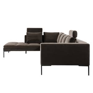 Ecksofa MADISON mit Ottomane Samt - Samt Shyla: Taupe - Breite: 319 cm - Ottomane davorstehend links