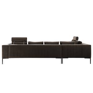 Ecksofa MADISON mit Ottomane Samt - Samt Shyla: Taupe - Breite: 319 cm - Ottomane davorstehend links