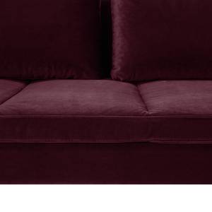 Ecksofa MADISON mit Ottomane Samt Shyla: Aubergine - Longchair davorstehend links