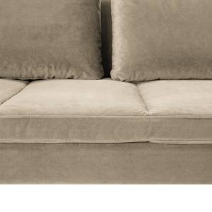 Ecksofa MADISON mit Ottomane Samt - Samt Shyla: Beige - Breite: 255 cm - Ottomane davorstehend rechts