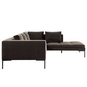 Ecksofa MADISON mit Ottomane Samt - Samt Shyla: Taupe - Breite: 255 cm - Ottomane davorstehend rechts