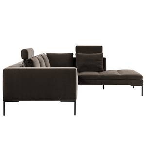 Ecksofa MADISON mit Ottomane Samt - Samt Shyla: Taupe - Breite: 255 cm - Ottomane davorstehend rechts