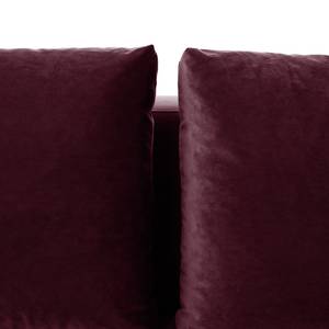 Ecksofa MADISON mit Ottomane Samt Shyla: Aubergine - Longchair davorstehend links