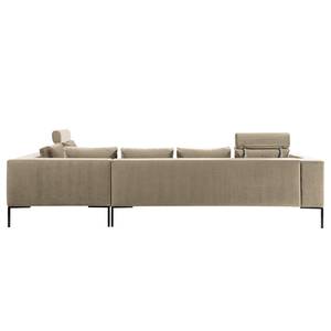 Ecksofa MADISON mit Ottomane Samt - Samt Shyla: Beige - Breite: 319 cm - Ottomane davorstehend rechts