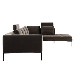 Ecksofa MADISON mit Ottomane Samt - Samt Shyla: Taupe - Breite: 319 cm - Ottomane davorstehend rechts