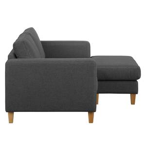 Ecksofa MAISON 1-Sitzer mit Longchair Webstoff - Webstoff Inas: Dunkelgrau - Longchair davorstehend rechts