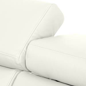 Canapé d'angle Malvern I Cuir véritable - Blanc vieilli - Méridienne courte à gauche (vue de face)
