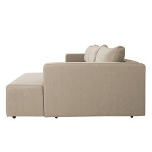 Ecksofa Mandalay II (mit Schlaffunktion) Webstoff - Stoff Zahira: Beige-Grau - Ottomane davorstehend rechts