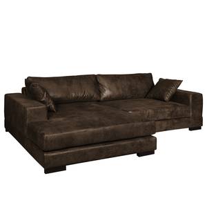 Ecksofa Mandor Antiklederlook Braun - Longchair davorstehend links