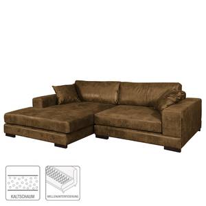 Ecksofa Mandor Antiklederlook Cognac - Longchair davorstehend links