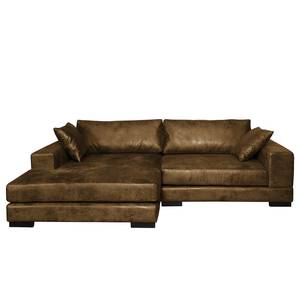 Ecksofa Mandor Antiklederlook Cognac - Longchair davorstehend links