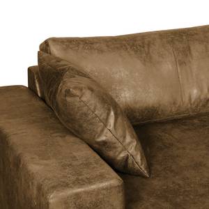 Ecksofa Mandor Antiklederlook Cognac - Longchair davorstehend links