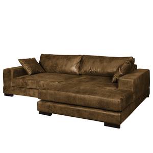 Ecksofa Mandor Antiklederlook Cognac - Longchair davorstehend rechts